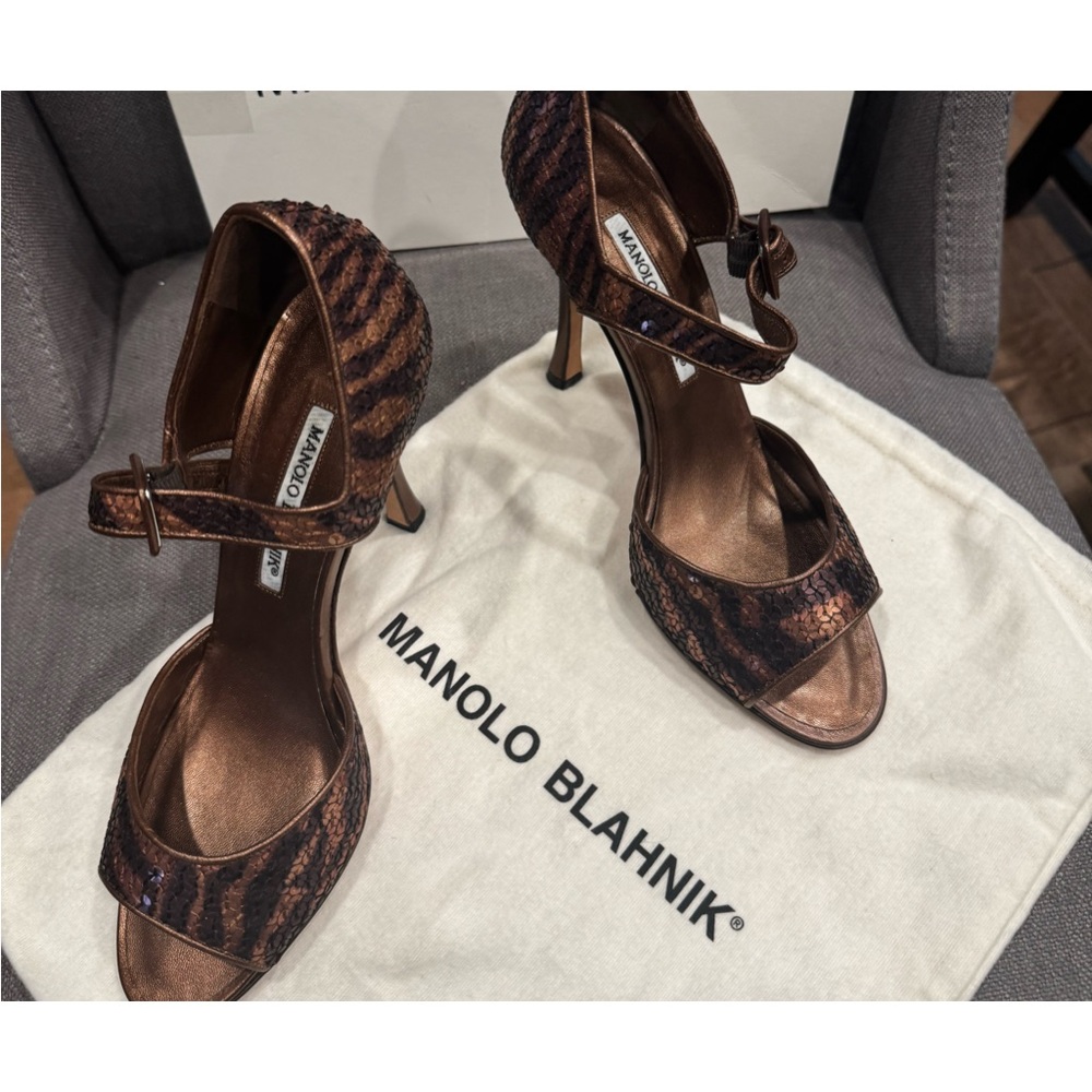 Manolo Blahnik Brown High Heeled Sandals